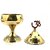 Spherulemuster Brass Akhand Jyoti Diya Om Swastic Stand with Cover Oil Lamp for Temple Home & Office Decor with Tika Katori (14cm Golden)