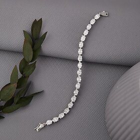 Cubic Round Cut Silver Bracelet