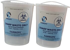 FAIRBIZPS 3L Round Sharps Container - Secure Disposal for Needles, Pac of 2