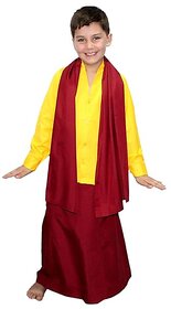 Kaku Fancy Dresses Buddha Fancy Dress Costume/Shaolin Costume For Kids/Tibetan Monk Costume - Yellow, For Boys