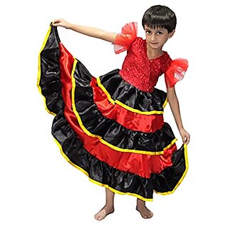 Kaku Fancy Dresses Senorita Gown  Spanish Gown  Spanish Flamenco Dance Skirts for Girls