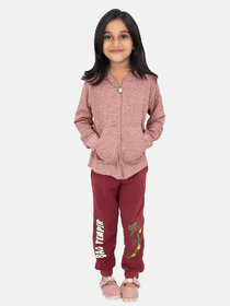 Girls Solid Onion Red Zipper Hoodies