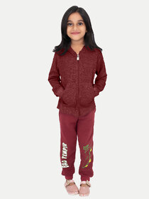 Girls Solid Maroon Zipper Hoodies