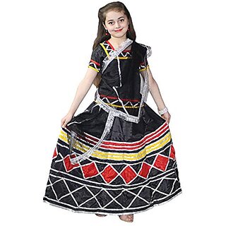 Kaku Fancy Dresses Black Lehenga Choli Duppata Set For Girls  Navratri Garba Dress  Radha Lehenga Choli Set - Black