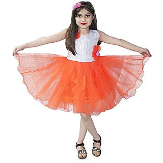 Kaku Fancy Dresses Orange Frock For Girls Western Dance Costume