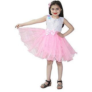Kaku Fancy Dresses Silver and Pink Frock For Girls Western Dance Costume