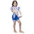 Kaku Fancy Dresses Blue Silver Lycra Dance Costume - Blue/Silver, For Girls