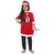 Kaku Fancy Dresses Santa Clause Fancy Dress Costume in Velvet Fabric For Girls with Cap, Belt and Bag - Red-White