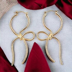 Lucky Jewellery Designer 18k Gold Plated Knot Design Dangle Hanging Earrings For Girls & Women (225-CHEG-1136)