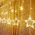 Star Shaped Led Lighting For Diwali Led String Lights Star Curtain Lights 12 Stars(6 Big Stars 6 Small Stars) Window Diy Lighting For Diwali, Christmas, Holiday, Party Backdrops, Home Garden, Outdoor,( Yellow)