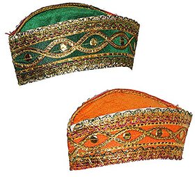 Kaku Fancy Dresses Qawwali Cap For Kids  Anarkali Cap, Mugal Theme Kawali Topi  Indian Folk Dance Costume Pack of 2