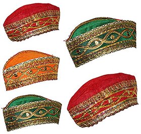 Kaku Fancy Dresses Qawwali Cap For Kids  Anarkali Cap, Mugal Theme Kawali Topi  Indian Folk Dance Costume Pack of 5