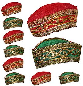 Kaku Fancy Dresses Qawwali Cap For Kids  Anarkali Cap, Mugal Theme Kawali Topi  Indian Folk Dance Costume Pack of 10