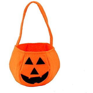 Kaku Fancy Dresses Halloween Pumpkin Baskets For Kids  Halloween Pumpkin Trick or Treat Fabric Basket  Pack of 3