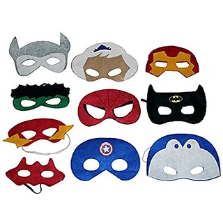 Kaku Fancy Dresses Super Hero Eye Patch / Party Mask 10Pc Set / Party Prob Eye Mask / Party Eye Maks - Multicolor
