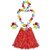 Kaku Fancy Dresses Hawaiian Girl Costume, Flower Hawaiian Costume For Summer Beach Party - Red For Girls