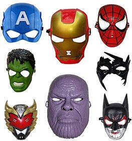 Kaku Fancy Dresses Superhero Face Mask For Kids/ Superhero Face Mask For Halloween Party - Pack of 8