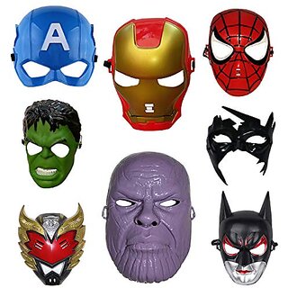 Kaku Fancy Dresses Superhero Face Mask For Kids/ Superhero Face Mask For Halloween Party - Pack of 8