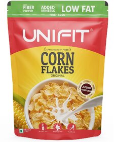 UNIFIT Corn Flakes Healthy  Crunchy Breakfast Cereal Added Fiber  Minerals with Crispy and Light - 425g