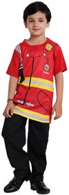Kaku Fancy Dresses Printed Round Neck Fireman T-Shirt For Kids  Our Helper Fireman Costume T-shirt for Kids