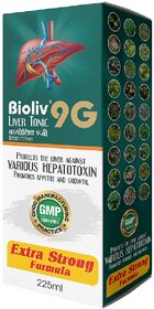 Biolive 9G Liver Tonic - 225ml | Ayurvedic Herbal Liver Support Syrup for Detoxification, and Overall Liver Health