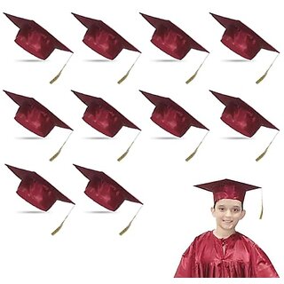 Kaku Fancy Dresses Graduation Hat For Degree Convocation - Maroon, FreeSize, Unisex (Pack of 10)