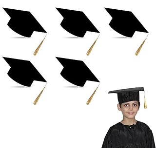 Kaku Fancy Dresses Graduation Hat For Degree Convocation - Black, FreeSize, Unisex (Pack of 5)