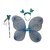 Kaku Fancy Dresses Firozi Blue Butterfly Wings With Hairband and Wand Stick For Girls - Pack of 10