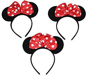 Kaku Fancy Dresses Minnie Cartoon Character Theme Hair Band Red-Black, Free Size, For Boys  Girls (Pack of 5)