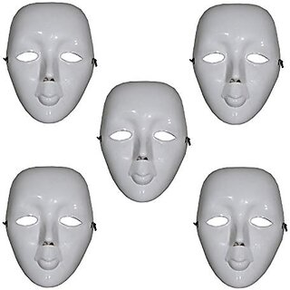 Kaku Fancy Dresses Mime Face Mask For Kids Halloween Party/ Mime Face For Plays, Stage Shows - Pack of 2