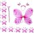 Kaku Fancy Dresses Magenta Pink Butterfly Wings With Hairband and Wand Stick For Girls - Pack of 10