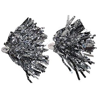Kaku Fancy Dresses Cheerleading Pompom Use For Kids Dance Party/ Sports Day - Silver - Pack of 5 Pairs