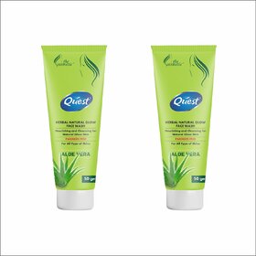 Quest Herbal Natural Glow  Aloe vera  Face Wash (pack of 3)50gm