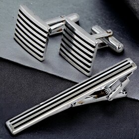 LUCKY JEWELLERY Men Jewelry Cufflink with Tie Pin Shirt Button Cufflinks and Tie Pin Set For Men (352-CHC5-1116-S)
