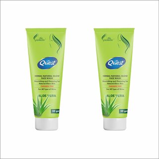 Quest Herbal Natural Glow  Aloe vera  Face Wash (pack of 3)50gm