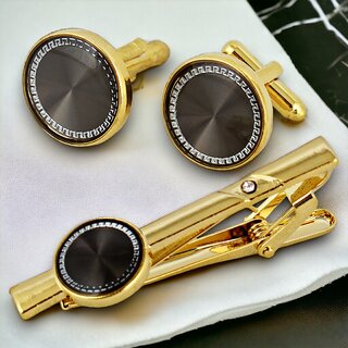 LUCKY JEWELLERY Men Jewelry Cufflink with Tie Pin Shirt Button Cufflinks and Tie Pin Set For Men (370-CHC5-1124)