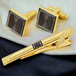 LUCKY JEWELLERY Men Jewelry Cufflink with Tie Pin Shirt Button Cufflinks and Tie Pin Set For Men (370-CHC5-1127)