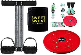 Tummy Trimmer and Twister and Sweat Belt Combo Abs Abdominal Burn Fat Extra Calories Tummy Ab Exerciser Home Gym Accessories Fitness Abs Exercise Equipment for Men and Women