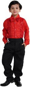 Kaku Fancy Dresses Dance Costume Shinning Red Shirt For Kids  Sequin Work School Annual Funtion Shirt For Boys