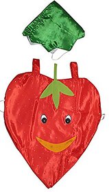Kaku Fancy Dresses Strawberry Fruit Costume Cutout With Cap - Red-Green, For Boys  Girls