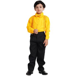 Kaku Fancy Dresses Dance Costume Shinning Yellow Shirt For Kids  Sequin Work School Annual Funtion Shirt For Boys