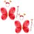 Kaku Fancy Dresses Red Butterfly Wings With Hairband And Wand Stick For Girls - Pack of 2