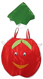 Kaku Fancy Dresses Kids Apple Fruits Costume Cutout with Cap - Red / Green