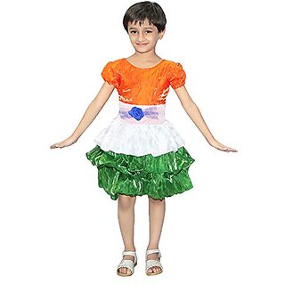 Kaku Fancy Dresses Girls Frock Costume For Independence Day / Republic Day - Multicolour, For Girls