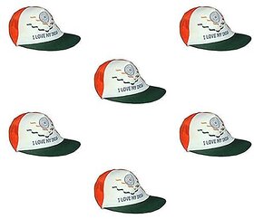 Kaku Fancy Dresses Independence Day  Republic Day Tiranga Cap (Set of 6) - Multicolour, Free Size, For Boys  Girls