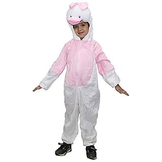 Kaku Fancy Dresses Duck Cartoon Costume - White  Pink, For Girls