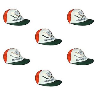 Kaku Fancy Dresses Independence Day  Republic Day Tiranga Cap (Set of 6) - Multicolour, Free Size, For Boys  Girls
