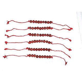 Kaku Fancy Dresses Rudraksh Bajuband For Mythological Character - Maroon, Free Size - 3 Pairs, For Unisex