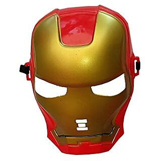 Kaku Fancy Dresses Iron Super Hero Face Mask Costume Accessories - Red-Golden, Free Size, For Boys
