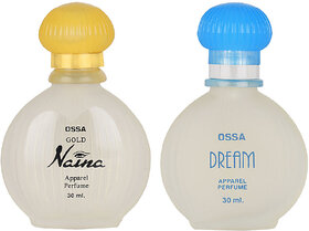 Ossa Gold Naina EDP With Musky Notes And Dream Collection EDP With Ambery Notes Long Lasting Unisex Perfume 30ml Each (P